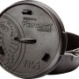 Petromax Dutch Oven FT4.5-T, schwarzer Feuertopf mit Deckel und planen Boden.