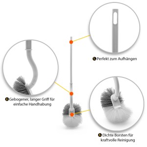 BigDean 2er-Set WC-Bürsten mit Randreiniger und Klebehaken zum Aufhängen.