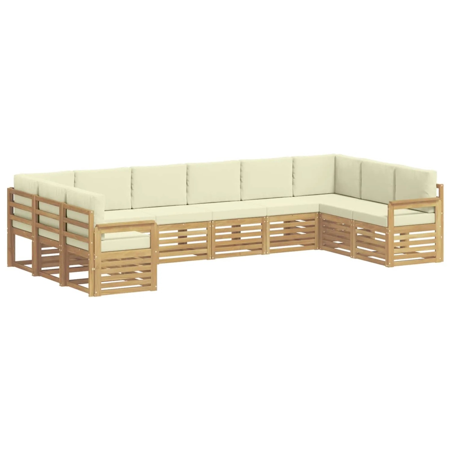 vidaXL Outdoor-Sofagarnitur 7-Tlg Weiß und Creme 363 x 187,5 x 73 cm 3392570