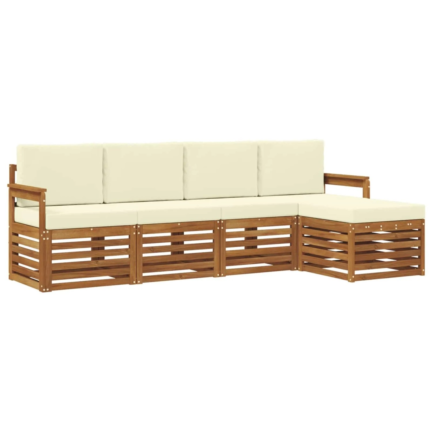 vidaXL Sofagarnituren 5 Tlg Natur und Creme Massivholz Akazie 3374635