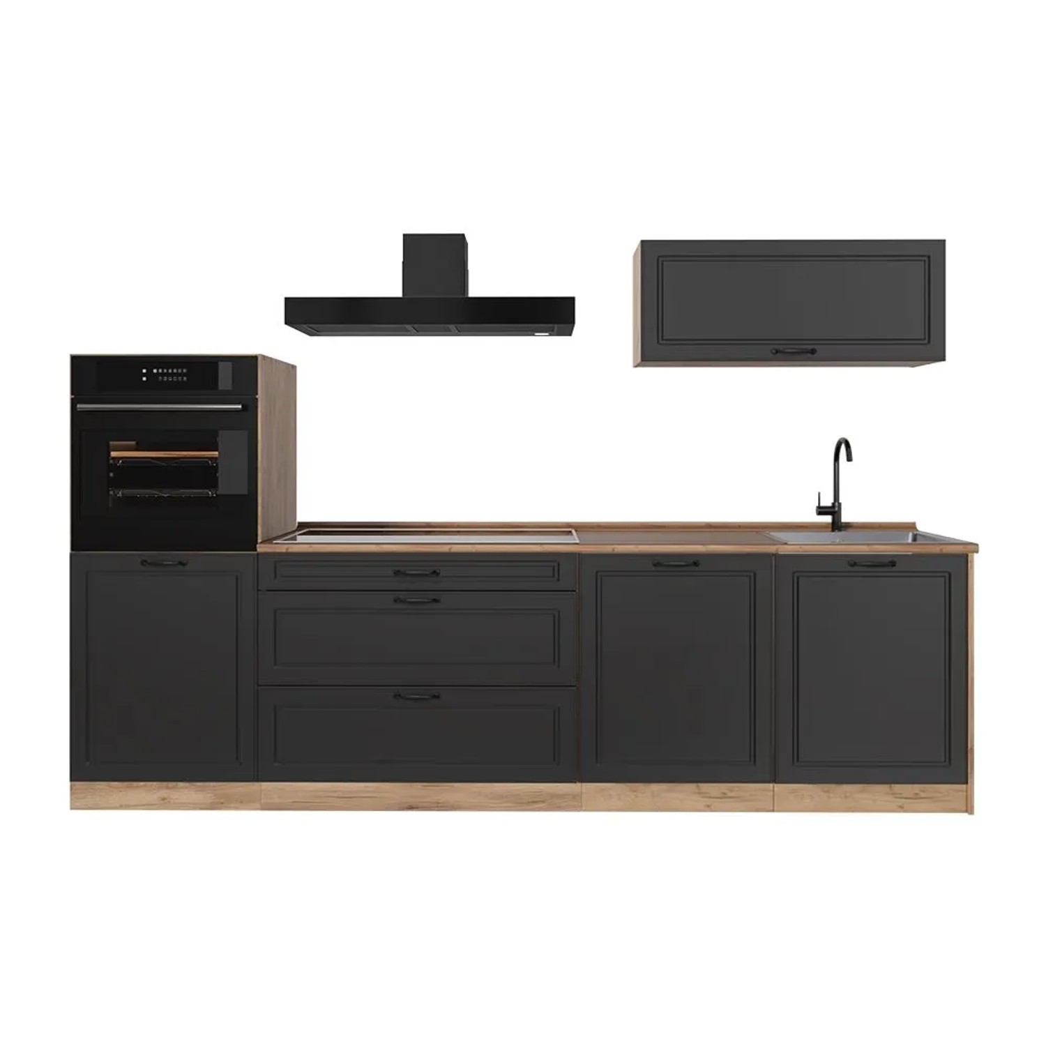 Vicco Küchenzeile R-Line Anthrazit Landhaus/Goldkraft Eiche 280 x 143 Arbeitsplatte Goldkraft Eiche Art Nr 67983