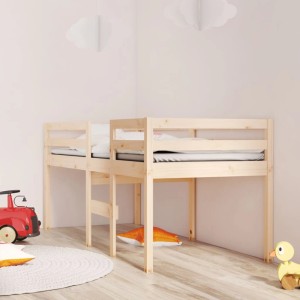 Hochbett 90x200 cm aus Kiefernholz, mit Leiter. Ideal für Kinderzimmer.