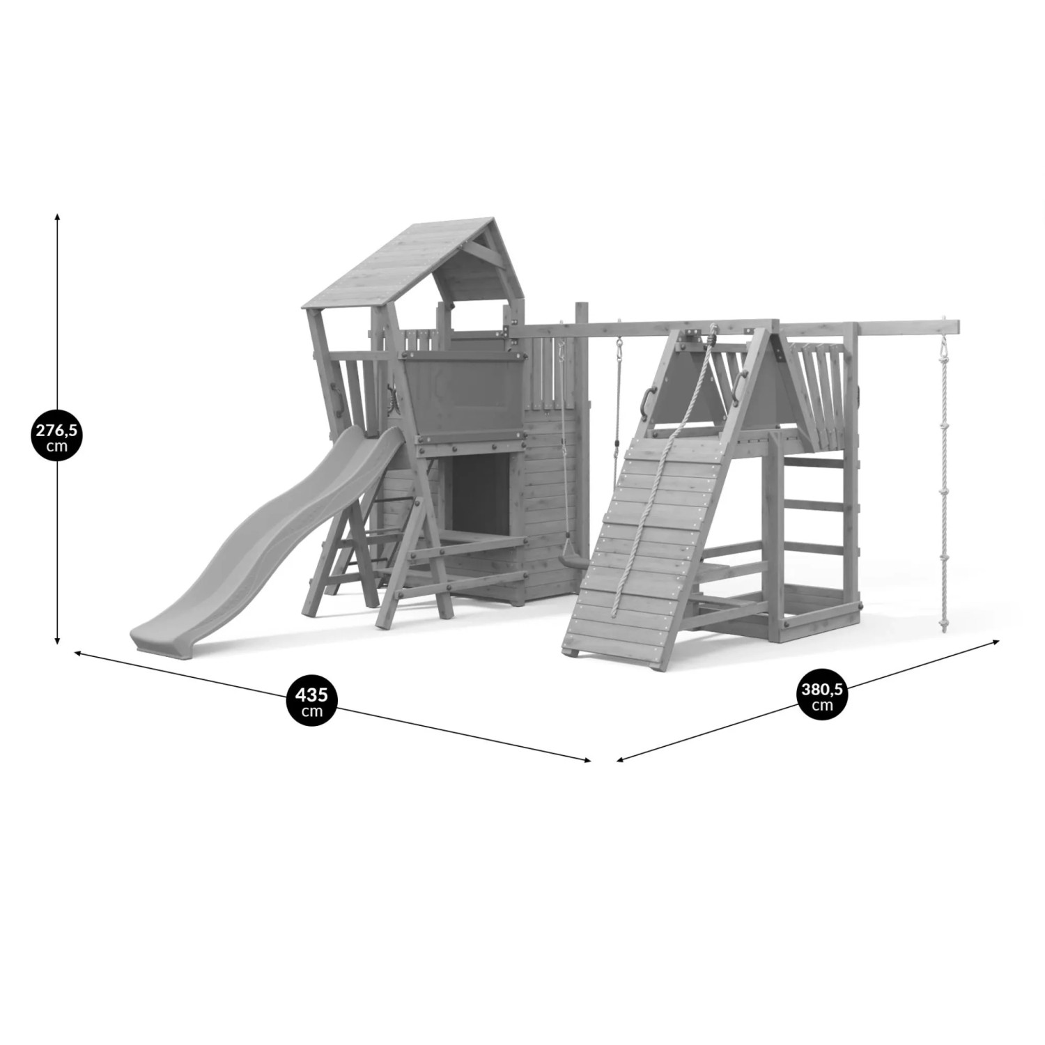 Spielturm Funky Combo DREAMLAND MONSTER mit Rutsche, Kletterwand und Schaukel für Kinder.