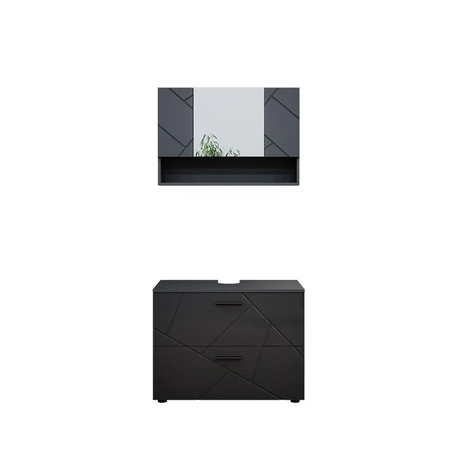Vicco Badmöbel-Set Irma Anthrazit Hochglanz 80 x 59 2-teilig