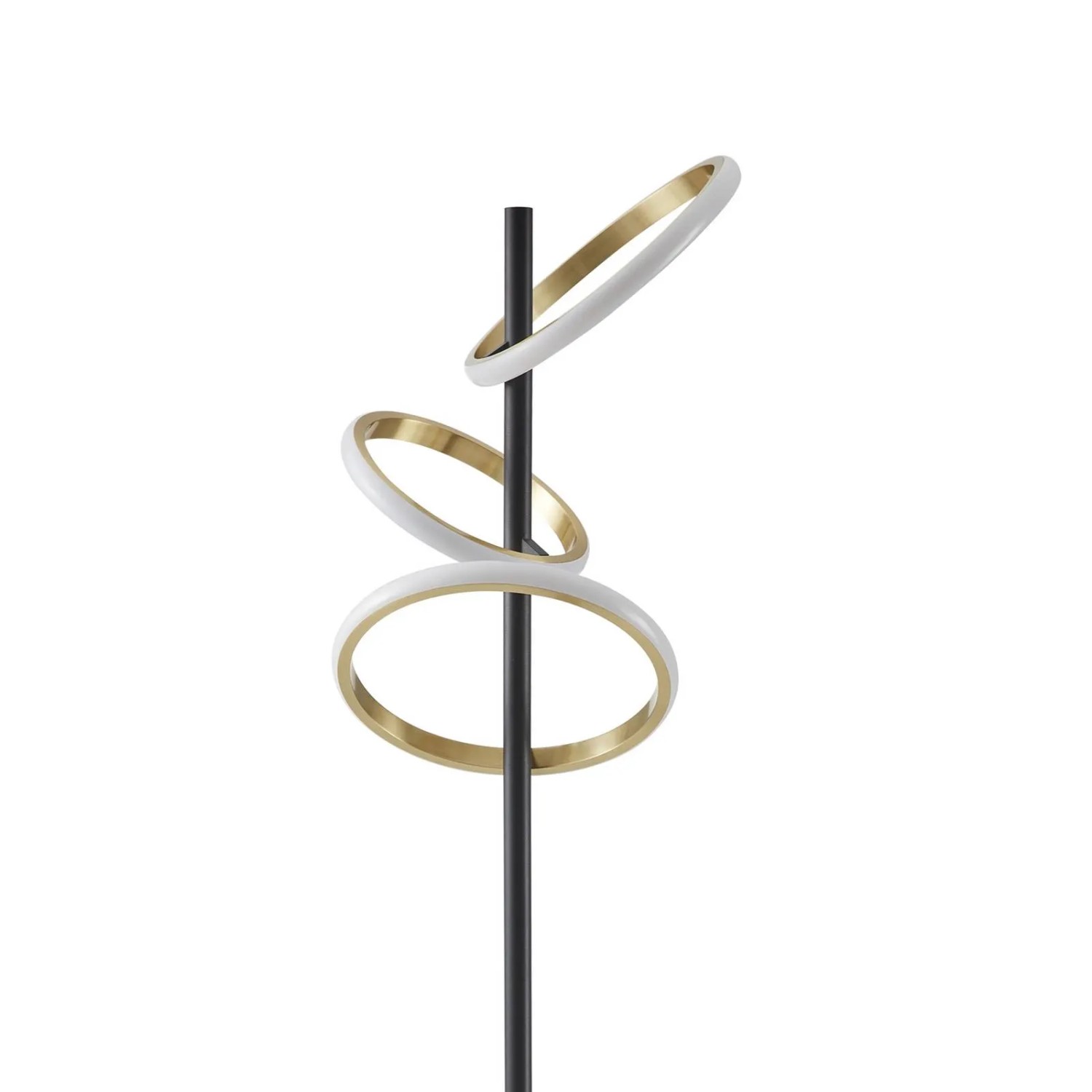 Moderne, dimmbare LED Stehlampe Madu in Schwarz mit 3 ringförmigen Leuchten für Wohnzimmer.
