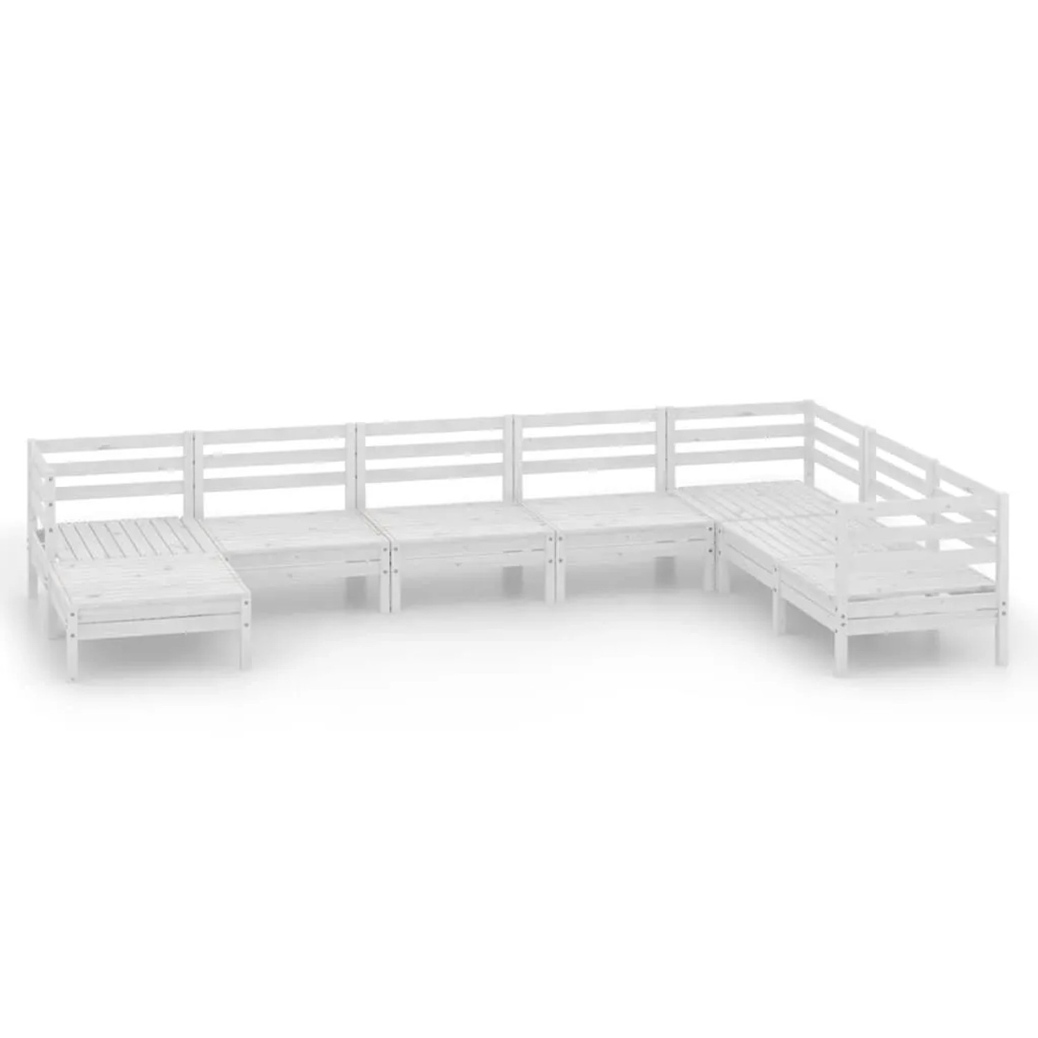 vidaXL 8-Tlg Garten-Lounge-Set Massivholz Kiefer Weiß 3082985