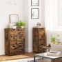 Songmics Badezimmerschrank Hanis, braunes Bad-Standregal mit 3 Schubladen und Tür.
