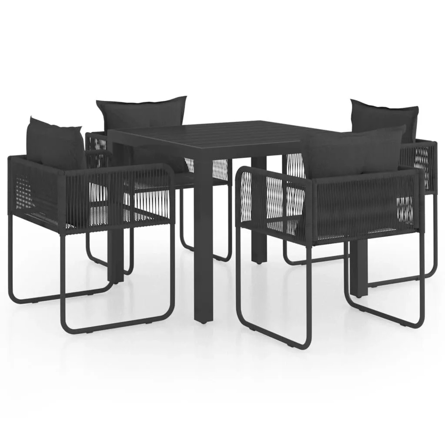 Furnicato 5-tlg Garten-essgruppe Pvc Rattan Schwarz