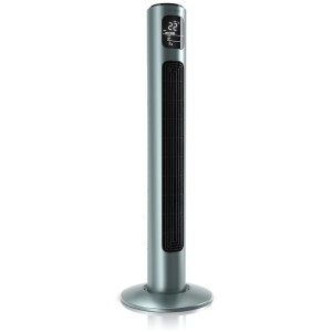 Brandson Turmventilator, 96 cm, Silbermint, mit digitalem Display und Fernbedienung.