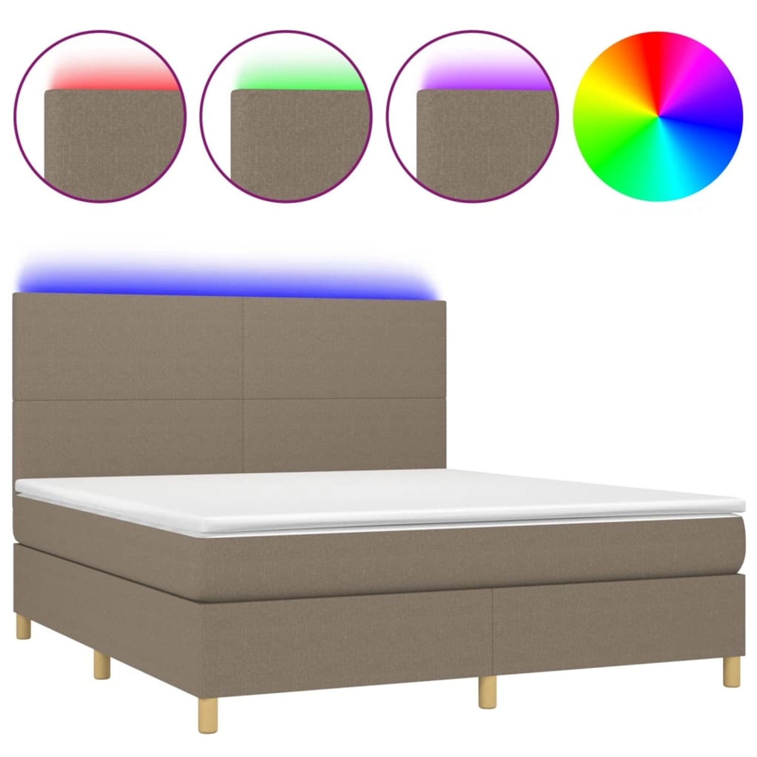 vidaXL Boxspringbett mit Matratze & LED Taupe 160x200 cm Stoff 3135289 günstig online kaufen