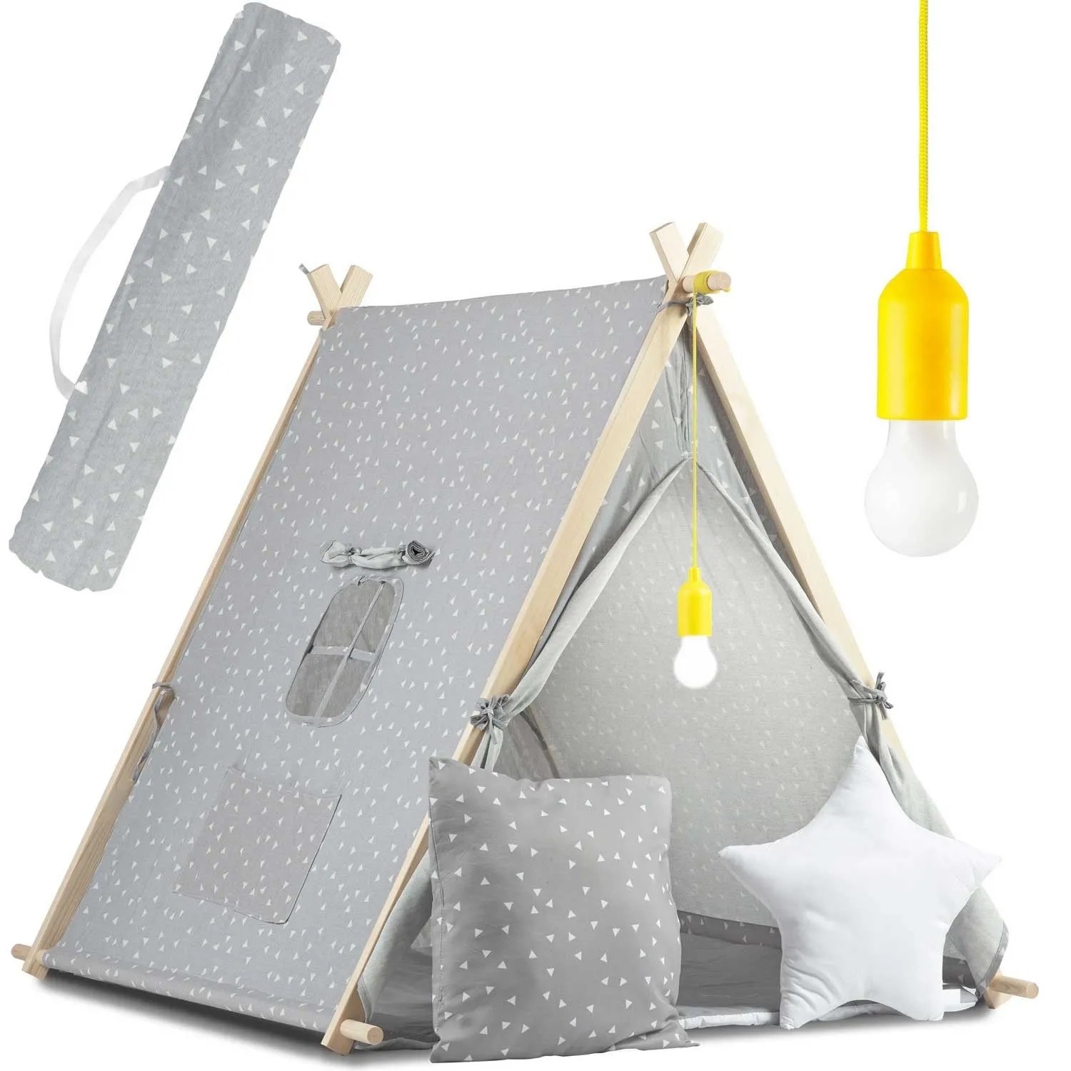 Nukido Kinderhauszelt Mit Lampe Grau