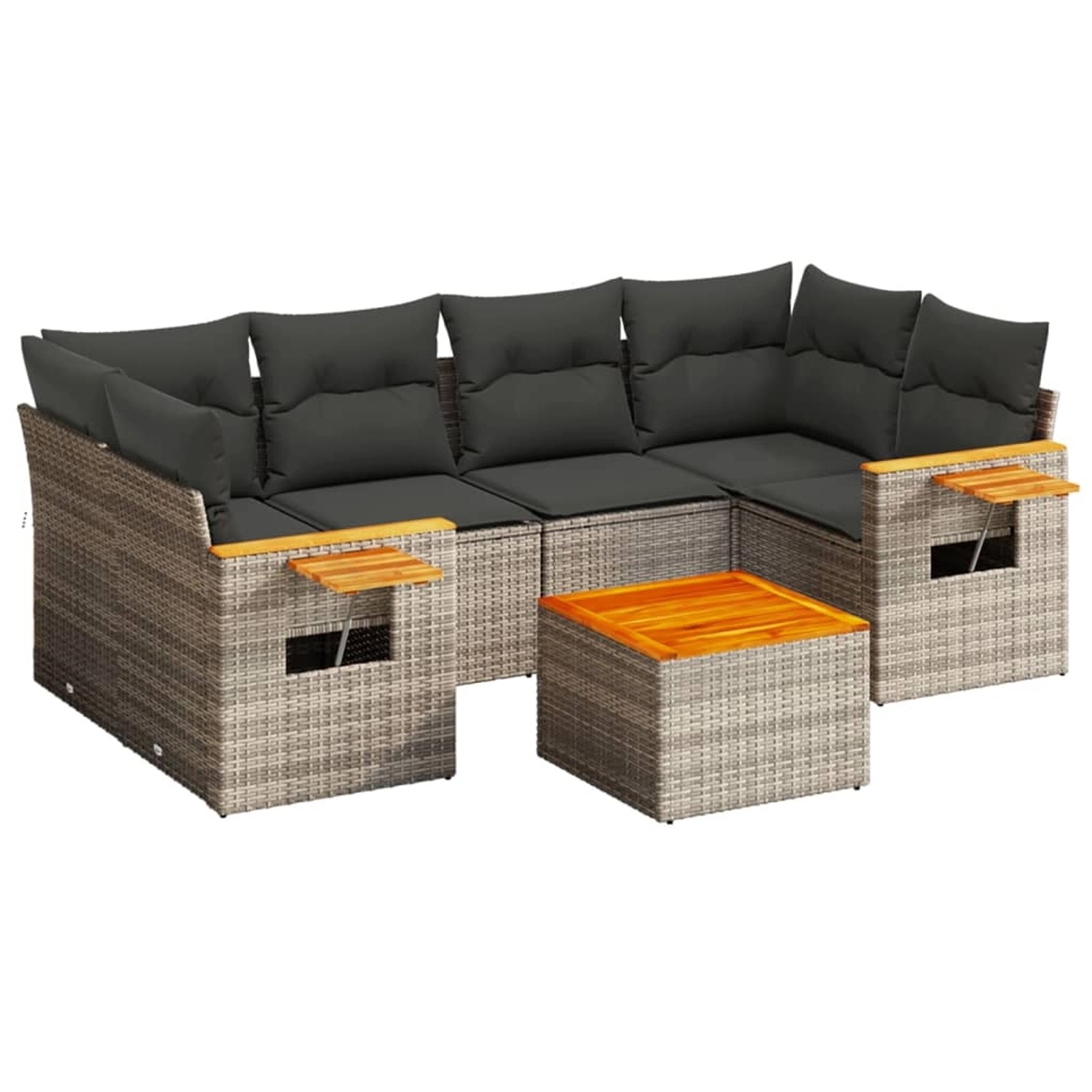 vidaXL 7-Tlg Garten-Sofagarnitur mit Kissen Grau Poly Rattan 3226641 günstig online kaufen