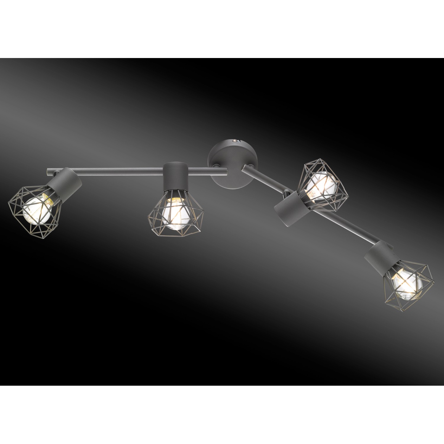 Moderne, graue Deckenleuchte Ran von Fischer & Honsel mit vier Leuchten und Käfigdesign.