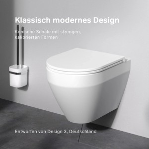 Modernes weißes AM.PM Wand-WC mit geschlossener Softclosing Sitzabdeckung, spülrandlos, minimalistisches Design.