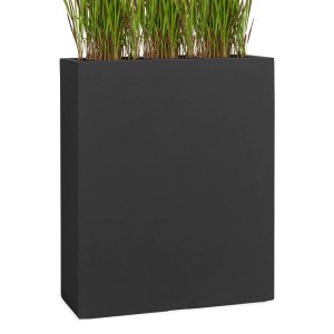 Anthrazitfarbener Pflanzwerk® Divider Pflanzkübel (72x60x25cm) mit Bepflanzung.