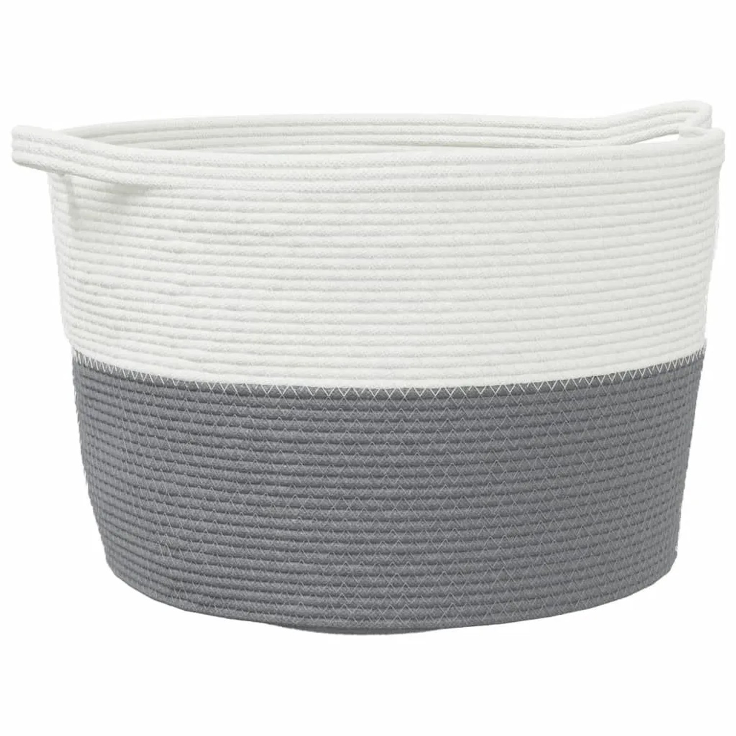 vidaXL Wäschekorb Grau und Weiß Ø60x36 cm Baumwolle 358473