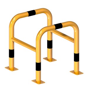 Schake Schutzbügel, gelb-schwarz, zum Aufdübeln, 600x650 mm, für Anfahrschutz von Säulen.
