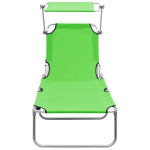 Grüne furnicato Klappliege mit Sonnendach aus Aluminium.