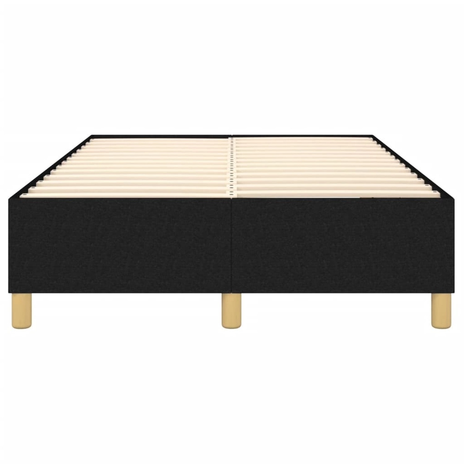 vidaXL Boxspringbett, schwarz, 120x200 cm, Stoffbezug, Holzlattenrost und Füße.
