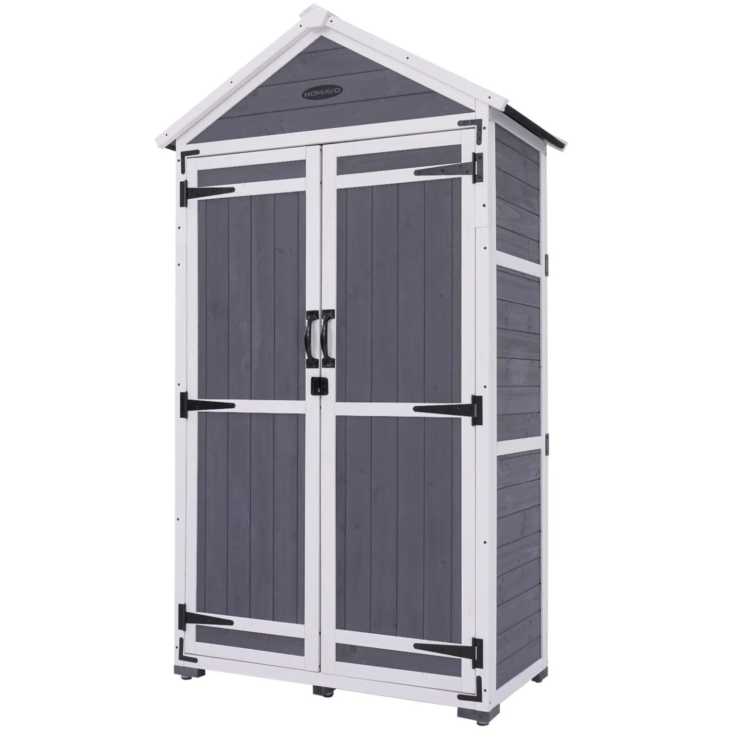 HOMAVO Holz Gerätehaus 99.3×56.5×178 cm UV-Schutz Pultdach mit Boden Garten Geräteschuppen