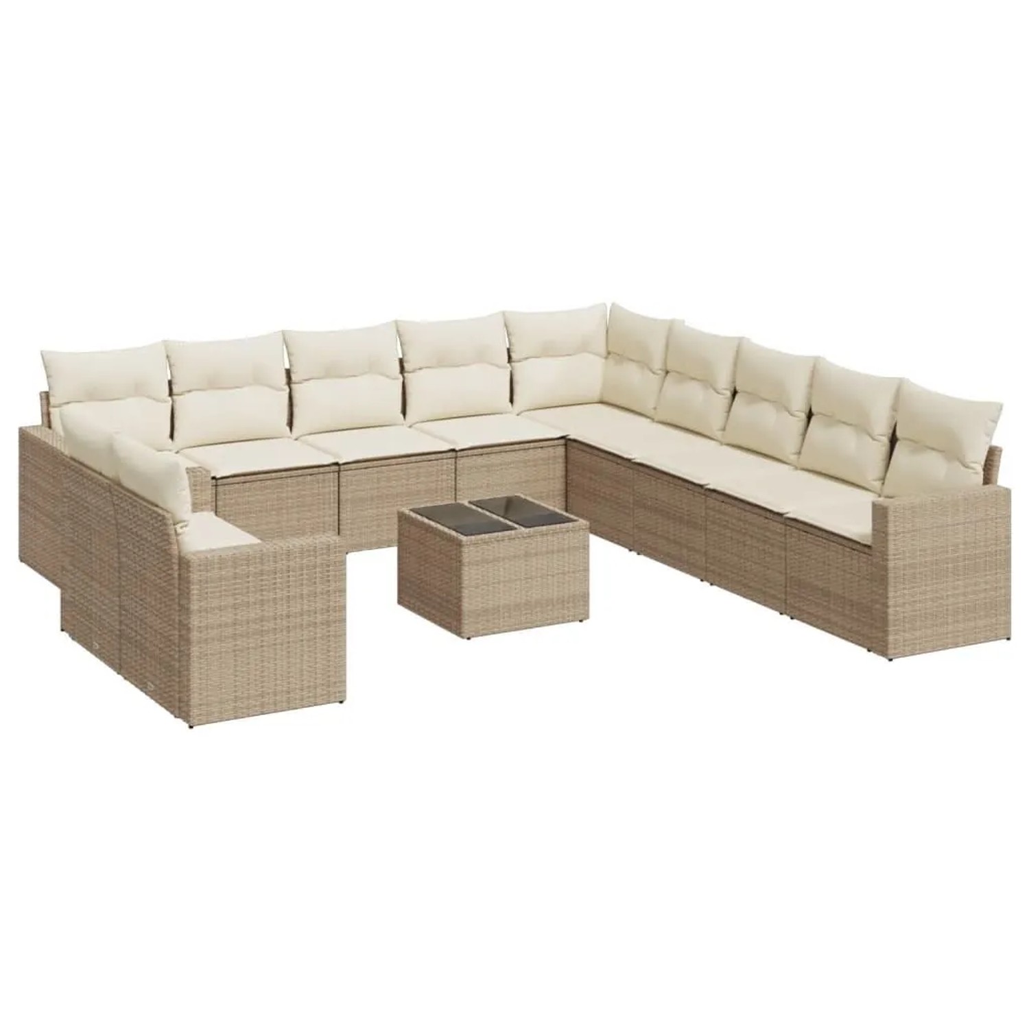 vidaXL 12-Tlg Garten-Sofagarnitur mit Kissen Beige Poly Rattan 3251535 günstig online kaufen