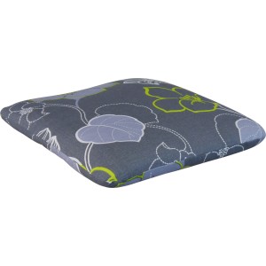 Angerer Sitzkissen Meran Grau Blumen, quadratisches Stuhlkissen mit floralem Muster.