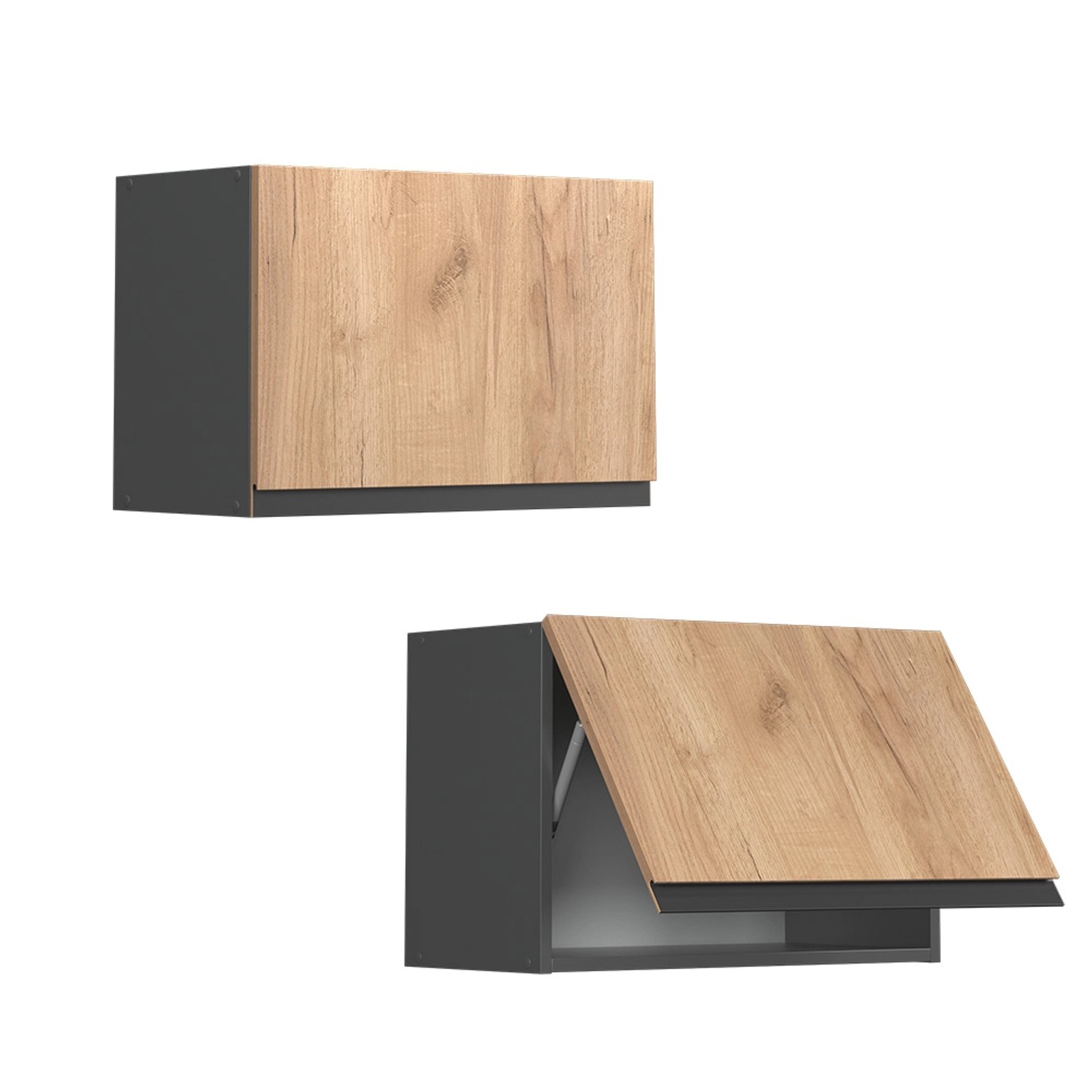 Vicco Hängeschrank R-Line, Goldkraft Eiche/Anthrazit, 60 cm. Küchenschrank mit J-Shape Front.