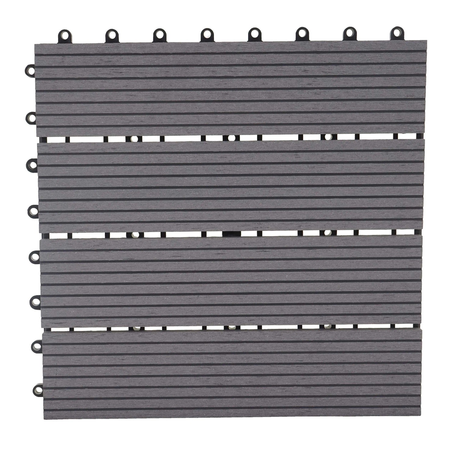 BERLINLODGE WPC Bodenfliese 11x Je BxT 30x30cm Holzoptik Balkon Terrasse Premium Grau Linear