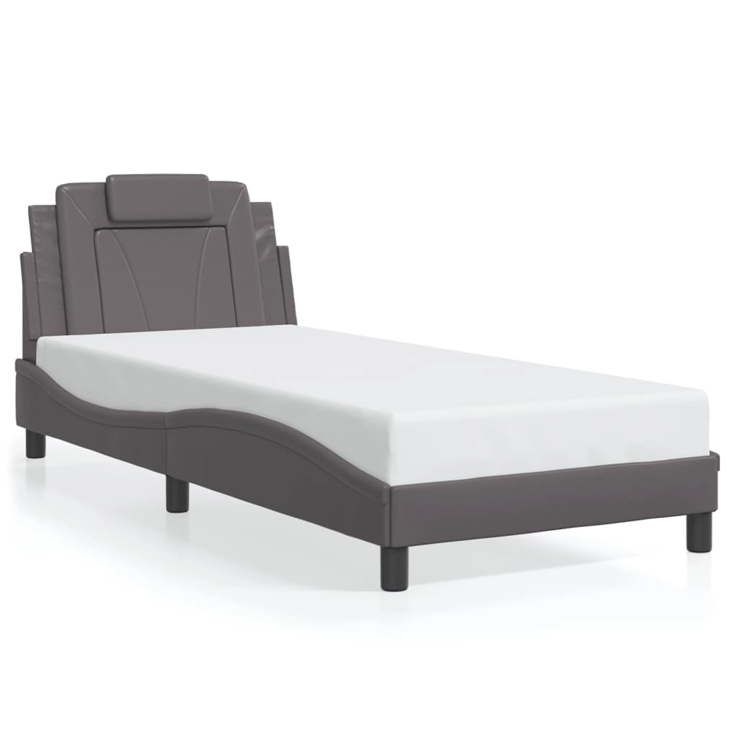 vidaXL Bettgestell Viana ohne Matratze Grau 90x200 cm Kunstleder 3208071 günstig online kaufen