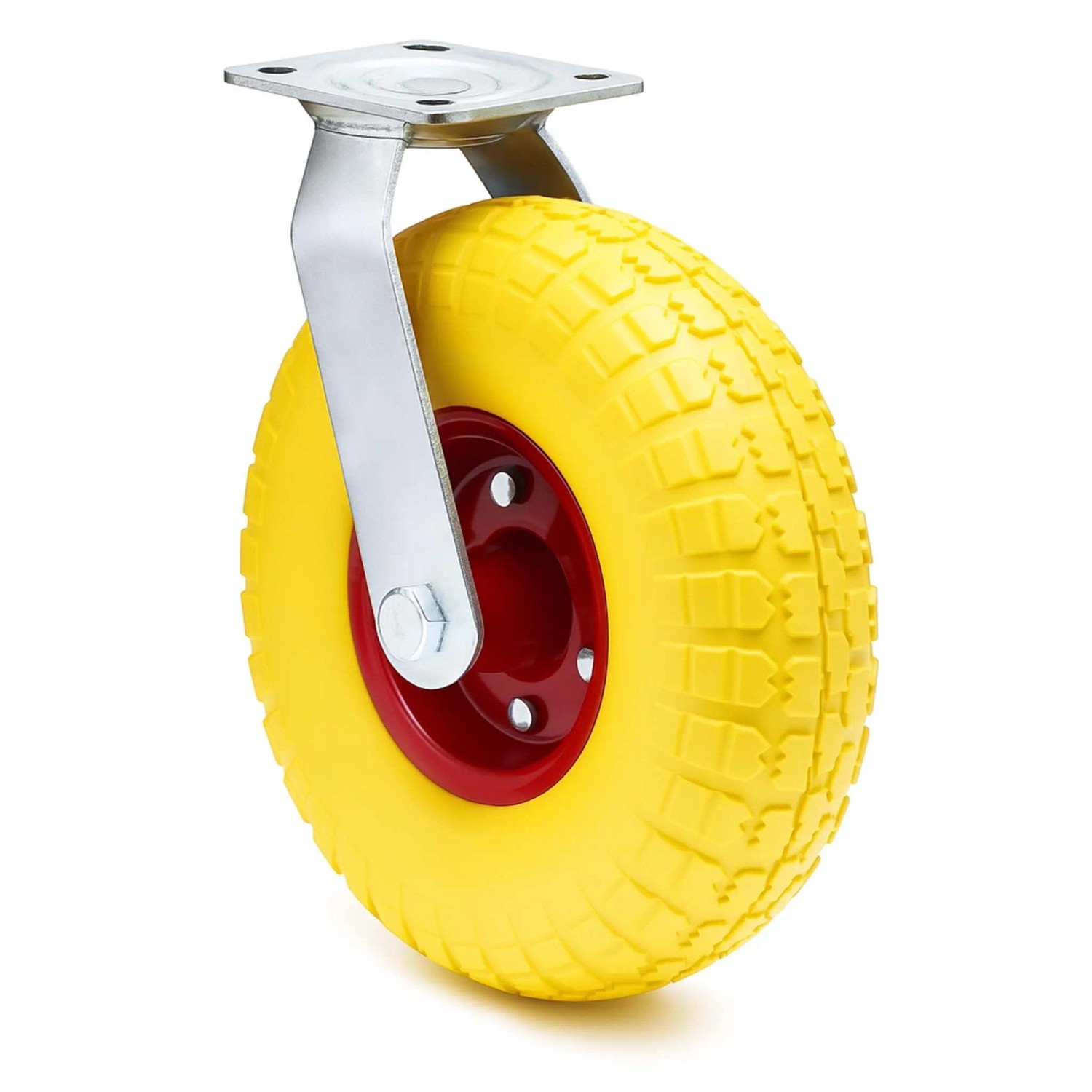 Wiltec Lenkrolle Ø258X78Mm Metallfelge Pannensicher 150Kg Gelb Transportrolle