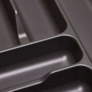 SOTECH Orga-Box VIII Besteckeinsatz 361 x 480 x 55 mm Lavagrau mit Perlstruktur Für 45er Schränke in Häcker Küchen