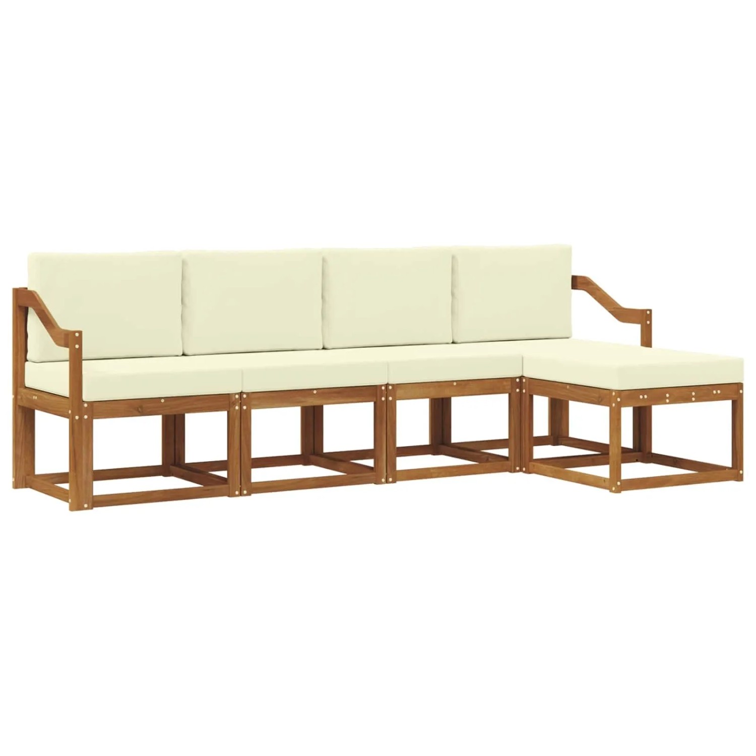 vidaXL Outdoor-Sofagarnitur 5 Stk Natur und Creme Massivholz Akazie 3366268