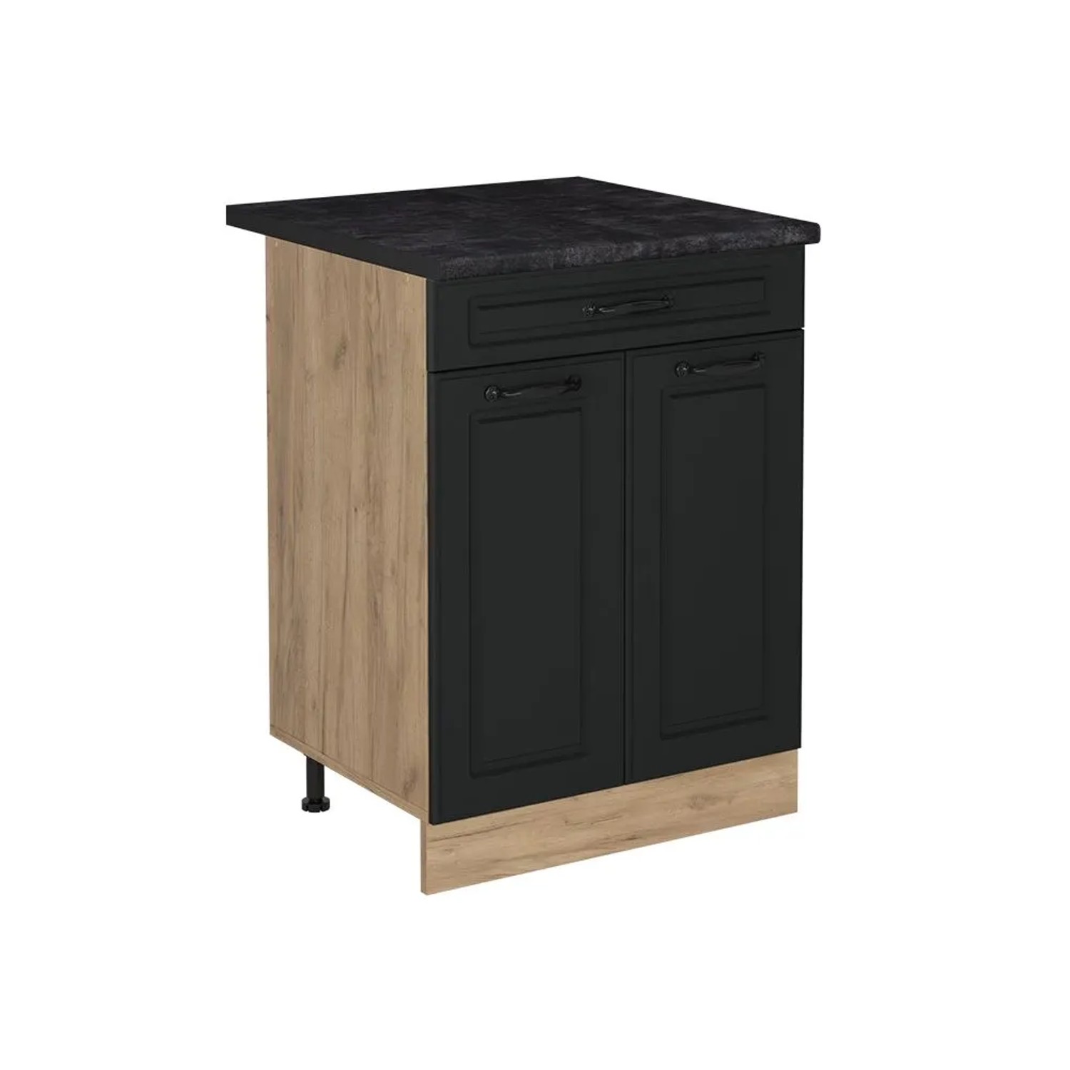 Vicco Küchenunterschrank R-Line Anthrazit Landhaus/Goldkraft Eiche 60 x 82 mit Schublade Arbeitsplatte Anthrazit Art Nr 61185