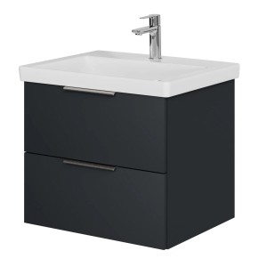 Steinkamp Waschtischunterschrank Living 2.0, schwarz matt, mit Villeroy & Boch Subway 3.0 Waschtisch.