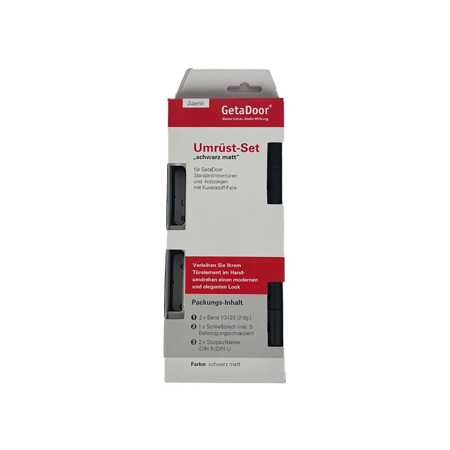 Türzubehör Umrüstset für Zimmertüren und Türzargen Bänder Farbe Schwarz-Matt