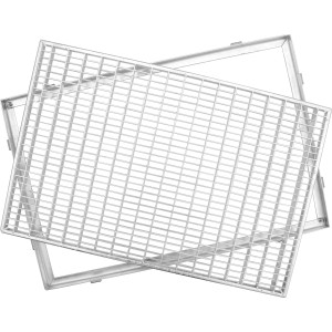 Verzinkter ACO Gitterrost mit Zarge, 100x40 cm, für Schuhabstreifer. Robust und langlebig.