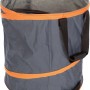 Gartenabfallsack Pop Up, grau mit orangefarbenen Akzenten und Tragegriffen.