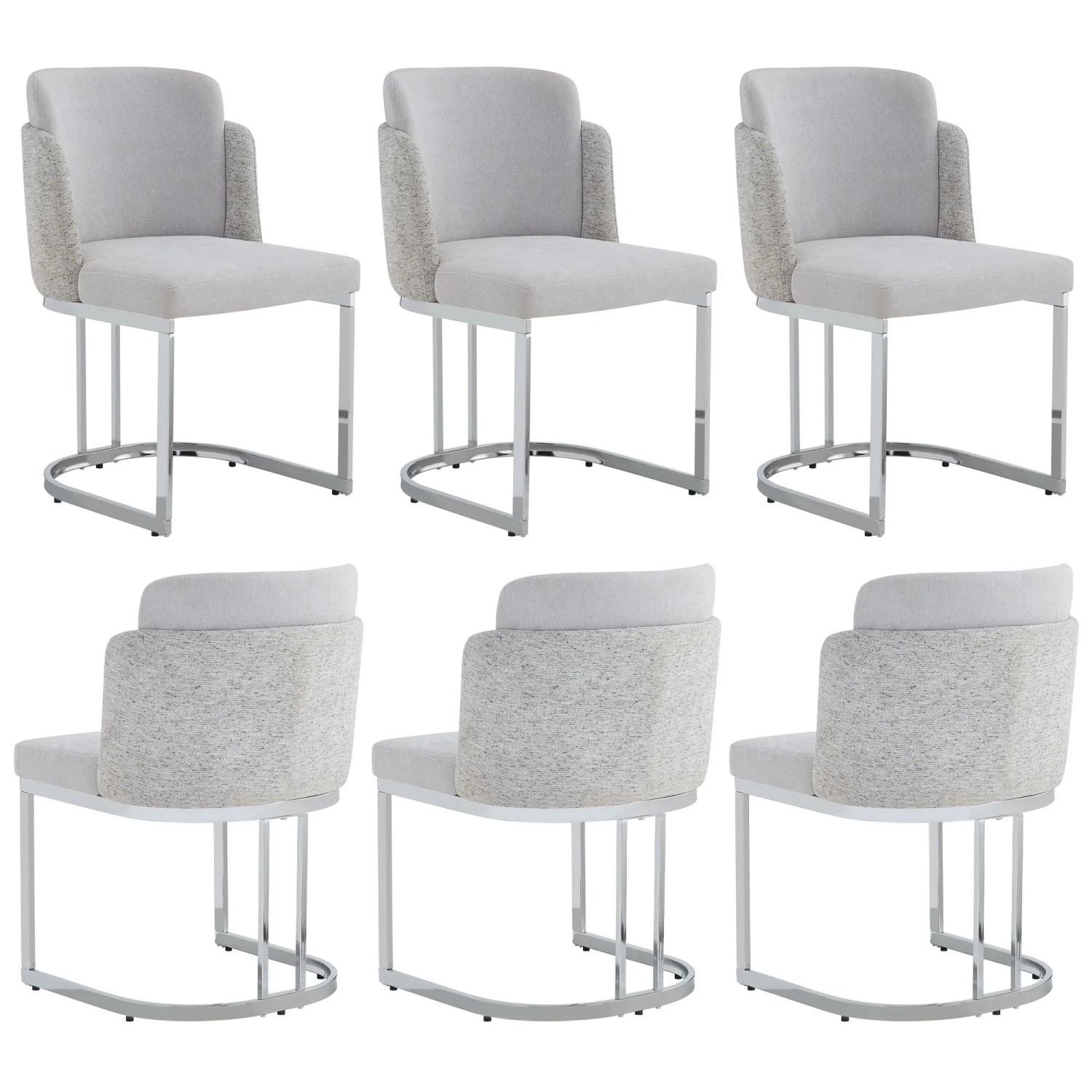 Merax Esszimmerstuhl 6er Set Chenille Hellgrau Silber