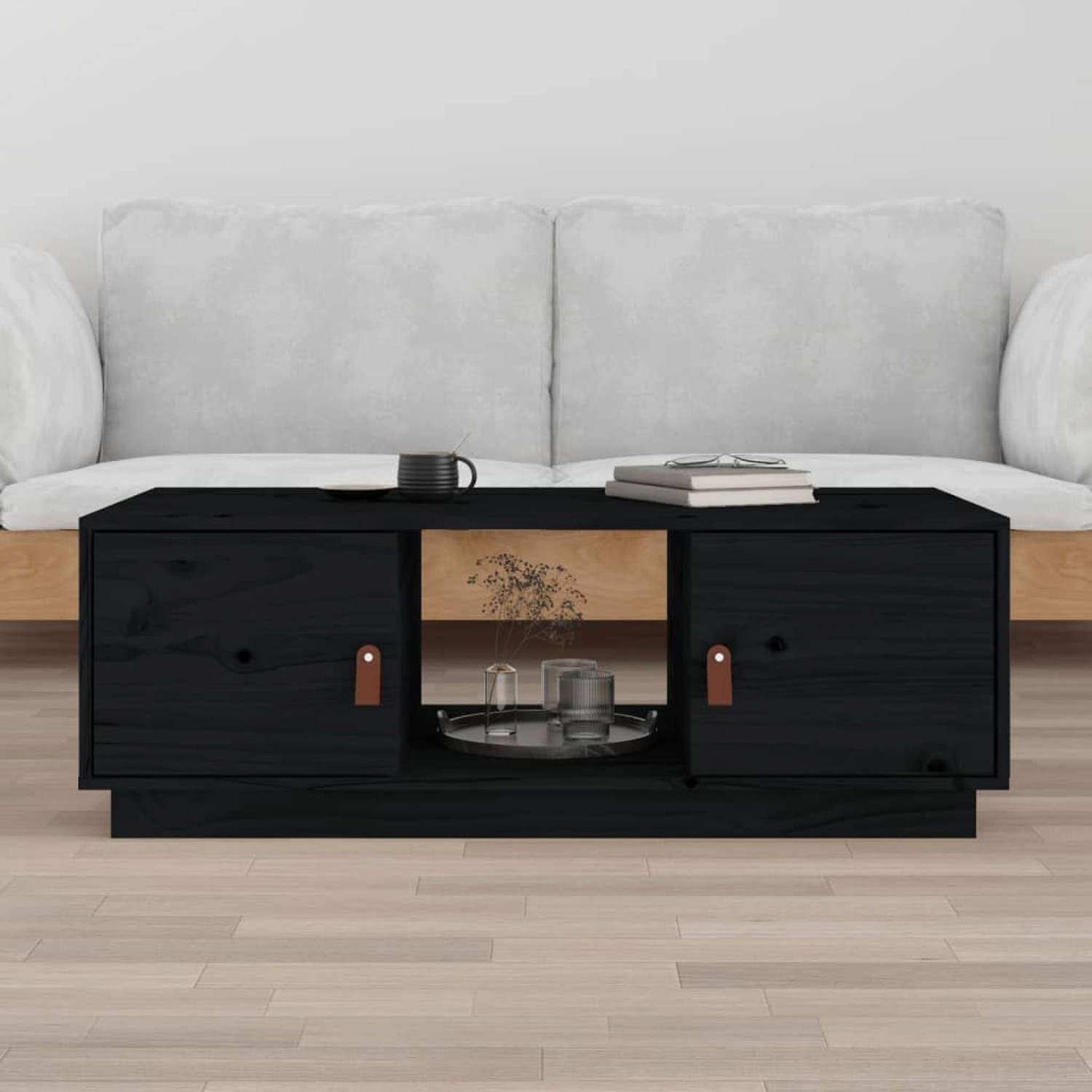 Vidaxl Couchtisch Schwarz 100x50x35 Cm Massivholz Kiefer günstig online kaufen