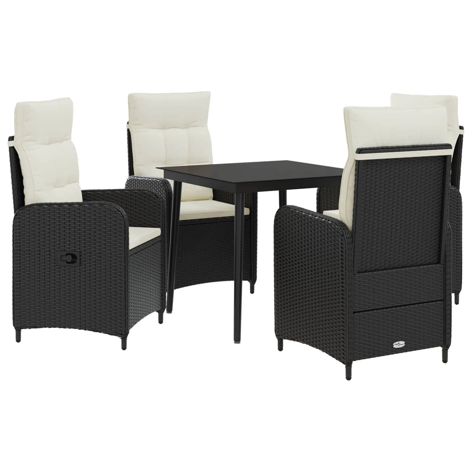 vidaXL Sofa-Tischset mit Kissen mit Kissen 5 Stk Schwarz und Cremeweiß 3422451