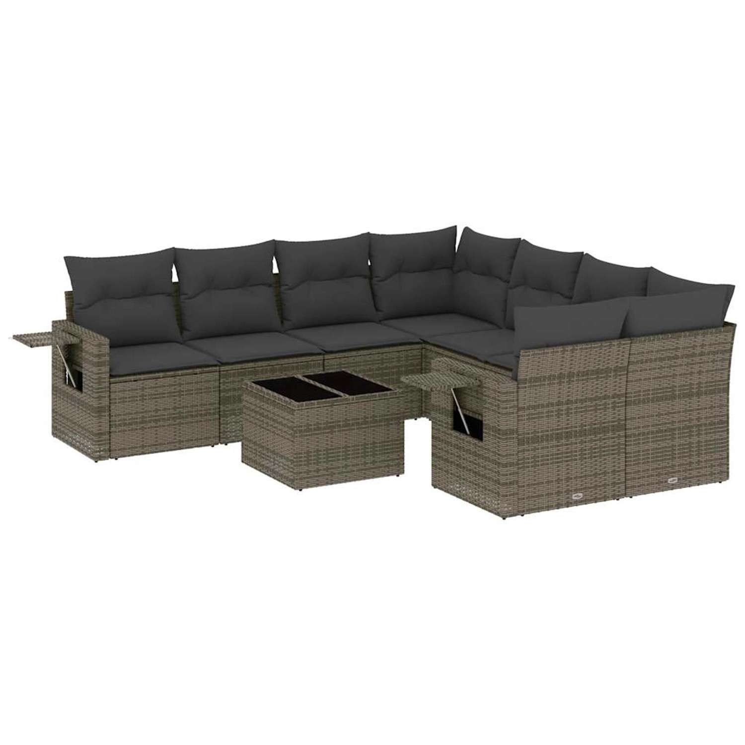vidaXL 9-Tlg Garten-Sofagarnitur mit Kissen Grau Poly Rattan 3252297 günstig online kaufen