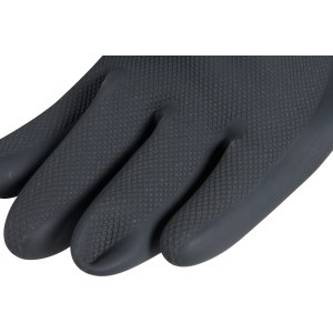 Schwarzer OX-ON Chemikalienhandschuh Chemical Comfort 6300 Gr. 06 mit Rautenmuster.