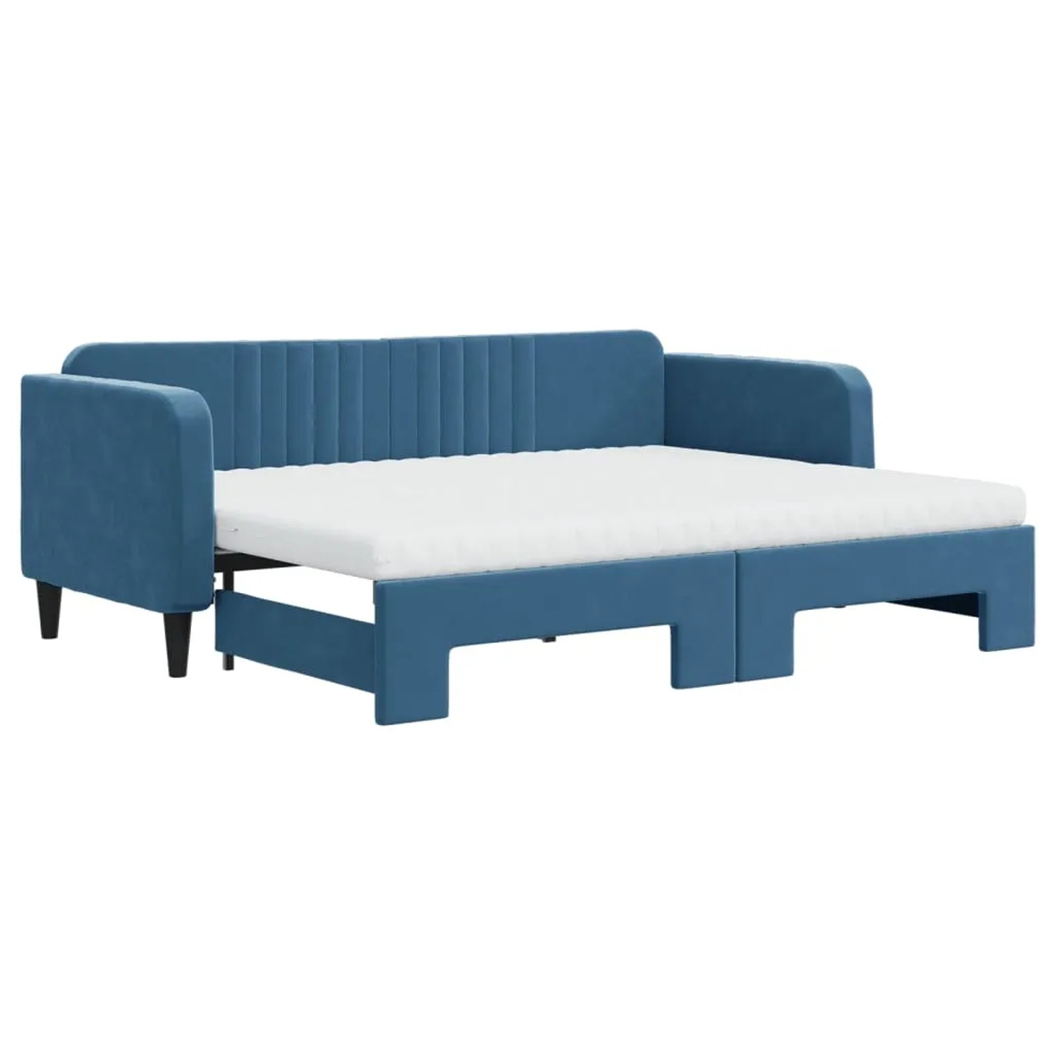 vidaXL Tagesbett Ausziehbar mit Matratzen Blau 80x200 cm Samt1847099