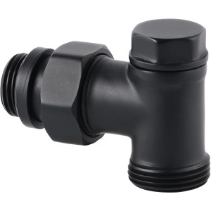 Sanicomfort HK Rücklaufverschraubung Design Eck Schwarz für Heizungs-Installation.