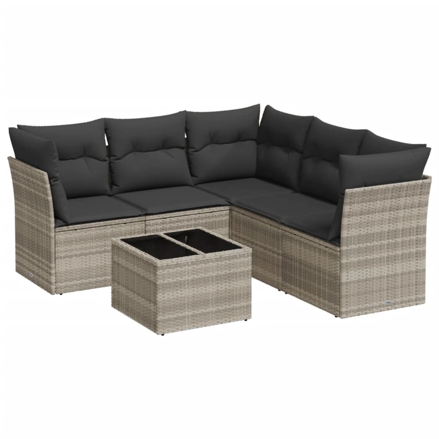 vidaXL 6-Tlg Garten-Sofagarnitur mit Kissen Hellgrau Poly Rattan 3249471 günstig online kaufen