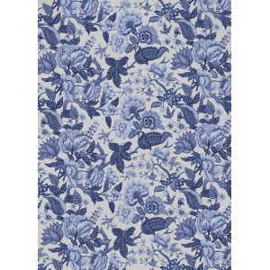 Sanders & Sanders Fototapete mit blauem Blumenmuster, 200x280 cm.
