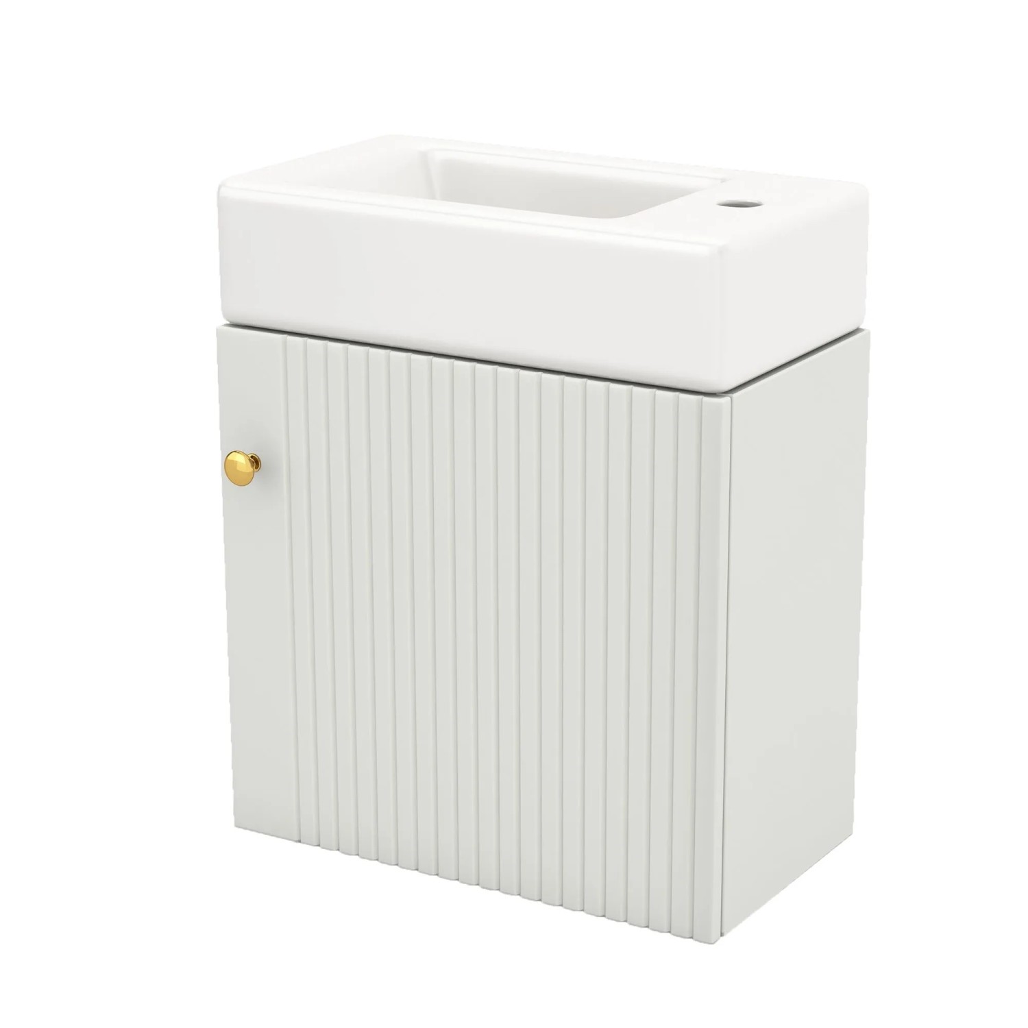 PXloue Waschtisch mit Unterschrank 46 cm Wandhängend Keramik Waschbecken Badmöbel Set für Gäste WC kleines Badezimmer