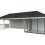 Palmako Pavillon Bianca Set 216, 876x300 cm, weiß lackiert. Weekendhaus mit Schiebetüren und Tresen.