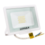 Weißer LUXULA LED Strahler 30W, 3000lm, warmweiß, für Außen, IP65 wetterfest.