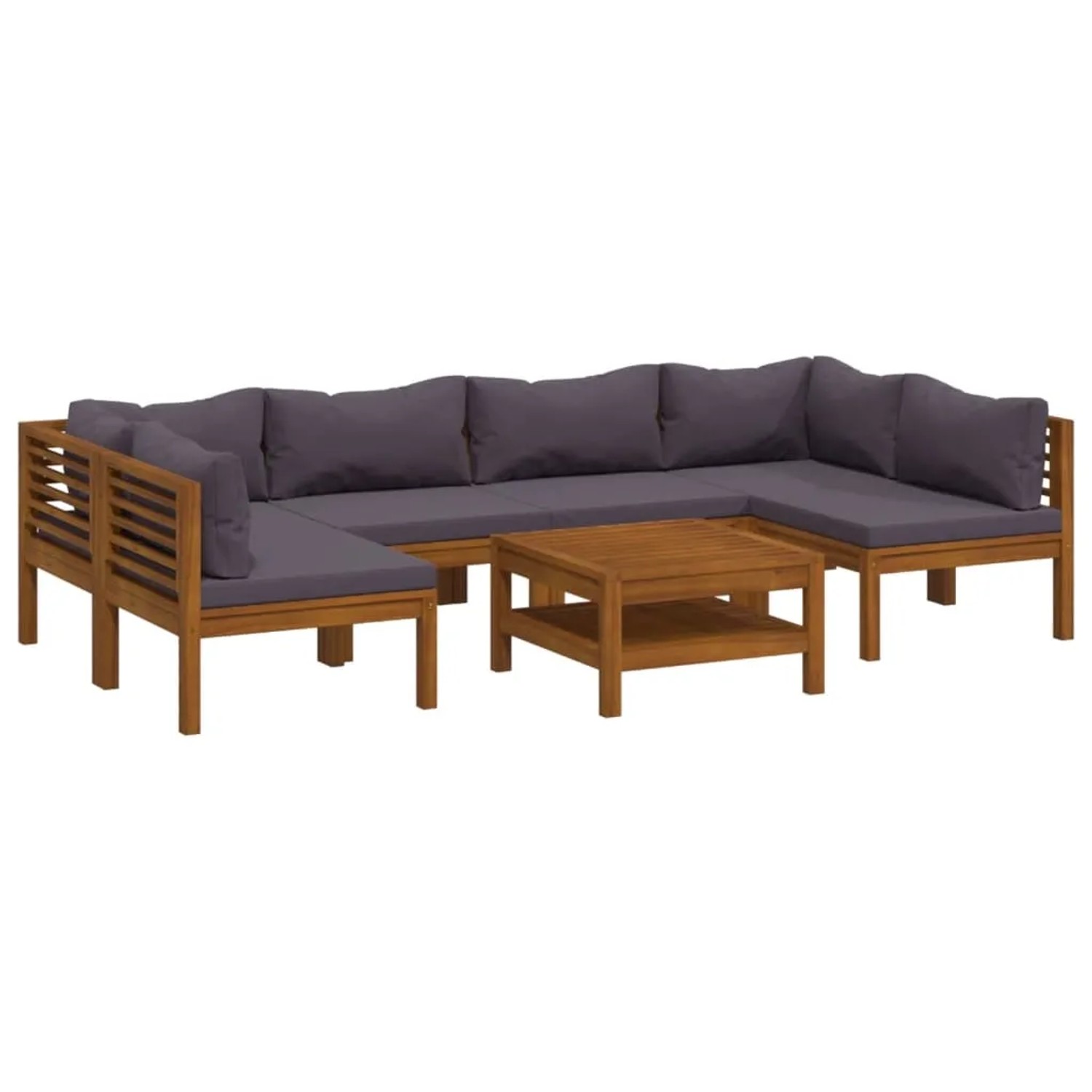 vidaXL 7-Tlg Garten-Lounge-Set mit Auflage Massivholz Akazie 3086915